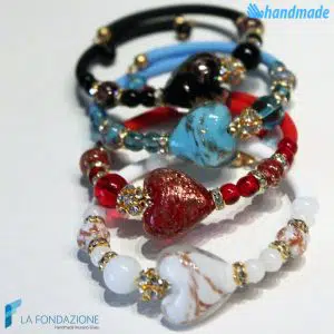 Set of 4 Valentine's bracelets handmade Murano glass - La Fondazione snc - BRAC0030