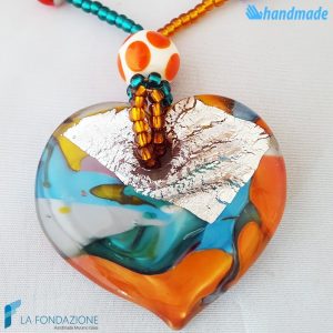 Gipsy Heart Necklace handmade Murano glass - La Fondazione snc - COLL0093