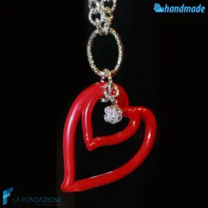 Necklace with double heart point of light in Murano glass - La Fondazione snc - COLL0095
