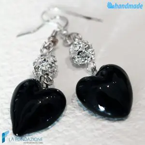 Mini heart earrings with light point handmade Murano glass - La Fondazione snc - EARRINGSC0002