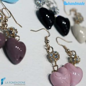 Mini heart earrings with light point handmade Murano glass - La Fondazione snc - EARRINGSC0002