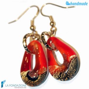 Sparkling Gold Drop Earrings handmade in Murano glass - La Fondazione snc - EARRINGSC0005