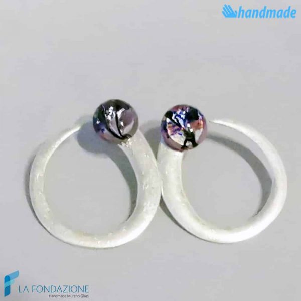Hook earrings with pearl made in Murano glass - EARRINGSC0042