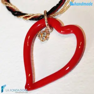 Parure Heart Conteria Point Light with earrings and necklace made in Murano Glass -PARU0036