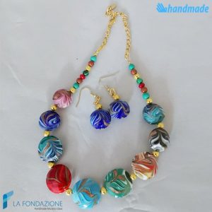 Parure Phoenician Spring with necklace and earrings made in Murano glass - PARU0040