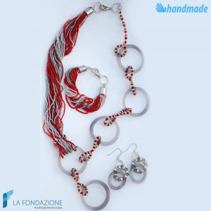 Parure Boop Magic with necklace, earrings and bracelet made in Murano glass - PARU0044