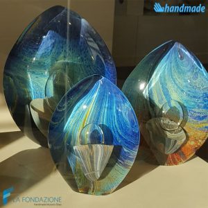 Uovo Blu Calcedonio in vetro di Murano - SCUL012