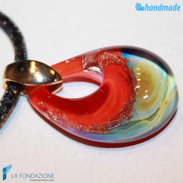 Pendente A Goccia In Vetro Di Murano Rosso E Avventurina | Linea Italia