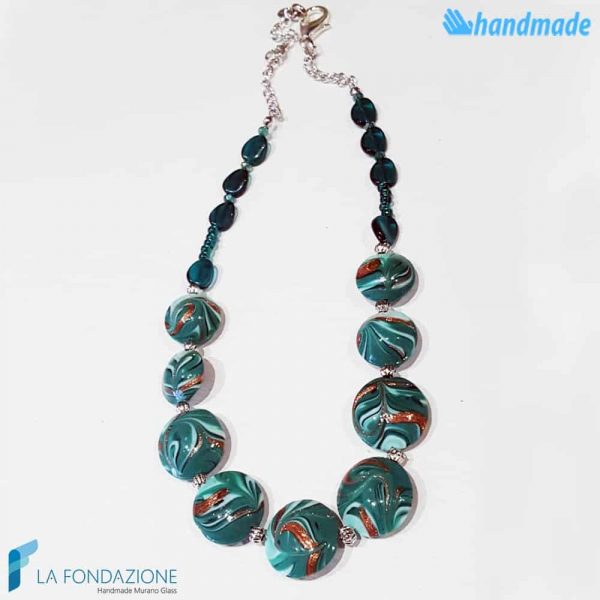 Phoenician Emerald Necklace made in Murano glass - COLL0099