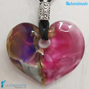 Fuchsia Chalcedony Heart Pendant - La Fondazione snc - PEND0071