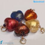 Set of 5 East Hearts with gold leaf Pearls handmade in Murano glass – La Fondazione – PERLA020