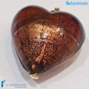 Set of 5 East Hearts with gold leaf Pearls handmade in Murano glass - La Fondazione - PERLA020
