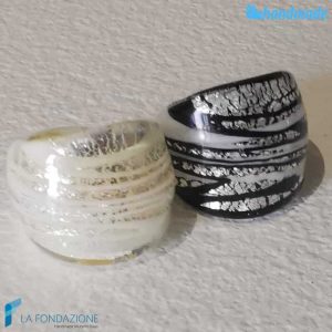 Tao Couple of Band Rings Black and white - La Fondazione snc - RINGS0121