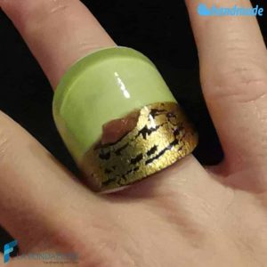 Lime Flat Broken Gold Band Ring - La Fondazione snc - RINGS0124