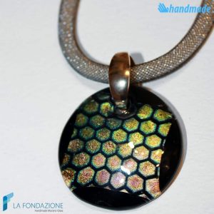 Dichroic Disc Necklace handmade in Murano glass - La Fondazione snc - COLL0066