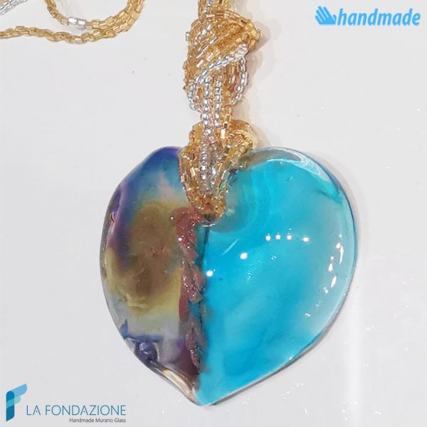 Aquamarine Chalcedony Heart Necklace 