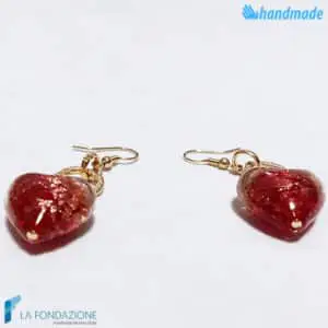 Dangle Heart Earrings handmade Murano glass - La Fondazione snc - EARRINGSC0033