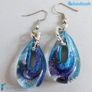Aqua Drop Earrings handmade Murano glass - La Fondazione snc - EARRINGSC0048
