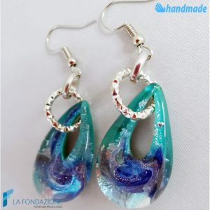 Aqua Drop Earrings handmade Murano glass - La Fondazione snc - EARRINGSC0048