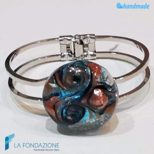 Neptune bracelet with aventurine handmade in Murano glass - La Fondazione snc - BRAC00074