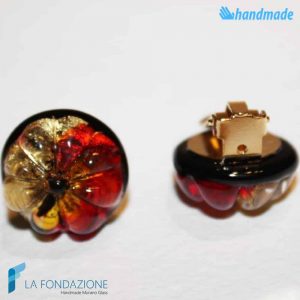 Gold flower gem earrings handmade Murano glass - La Fondazione snc - EARRINGSC0060