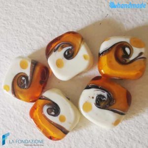 Maui Orange beads with aventurine handmade in Murano glass - La Fondazione snc - PERLA041