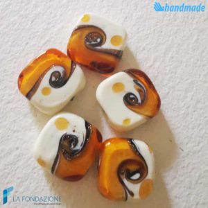 Maui Orange beads with aventurine handmade in Murano glass - La Fondazione snc - PERLA041
