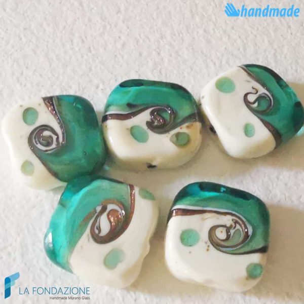 Maui Green beads with aventurine handmade in Murano glass - La Fondazione snc - PERLA044