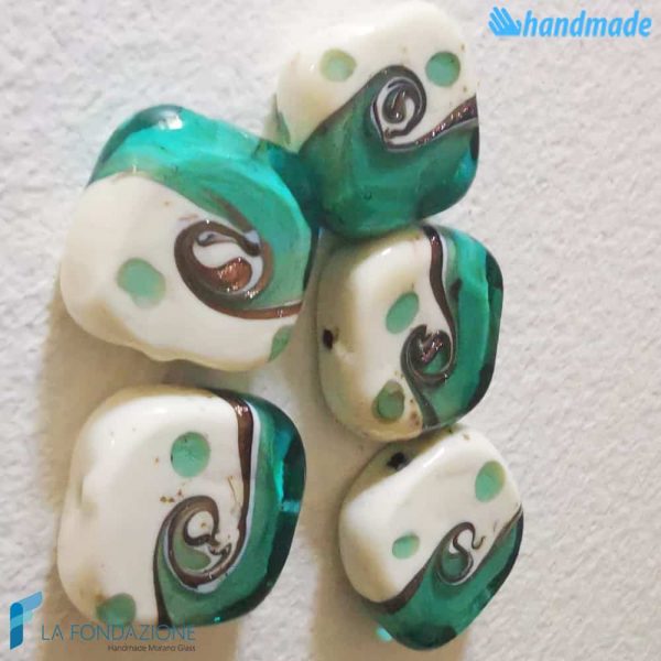 Maui Green beads with aventurine handmade in Murano glass - La Fondazione snc - PERLA044