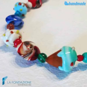 Necklace with Nico ice cream cones handmade Murano glass - La Fondazione snc - COLL0109