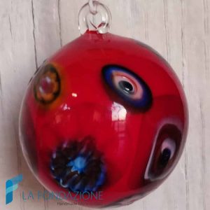 Red Murrine Christmas balls handmade Murano glass - La Fondazione snc - TMAS015