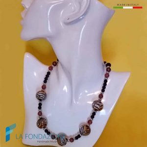 Safari Necklace with aventurine handmade Murano glass - La Fondazione snc - COLL0113