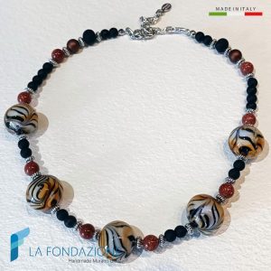Safari Necklace with aventurine handmade Murano glass - La Fondazione snc - COLL0113