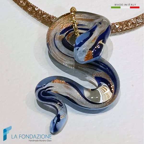 Cobra Blue Snake Necklace with aventurine - La Fondazione snc - COLL0114