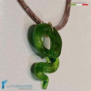 Cobra Green Snake Necklace with aventurine - La Fondazione snc - COLL0115