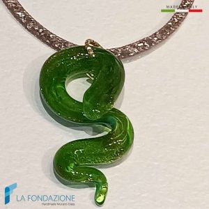 Cobra Green Snake Necklace with aventurine - La Fondazione snc - COLL0115
