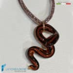 Collana Serpente Cobra Marrone con avventurina in vetro di Murano – La Fondazione snc – COLL0116