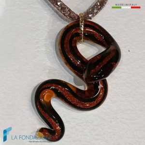 Cobra Brown Snake Necklace with aventurine - La Fondazione snc - COLL0116