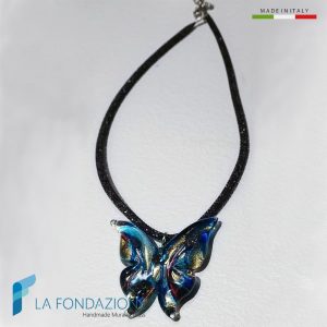 Nocturnal butterfly necklace handmade in Murano glass - COLL0120