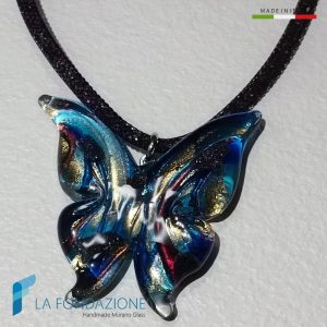Nocturnal butterfly necklace handmade in Murano glass - COLL0120