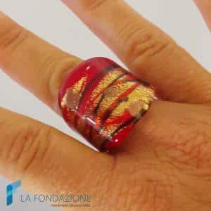 Lava band ring with aventurine and gold | La Fondazione snc | RINGS0023