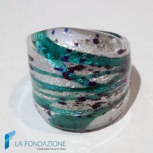 Blue Crystal band ring with aventurine | La Fondazione snc | RINGS0027