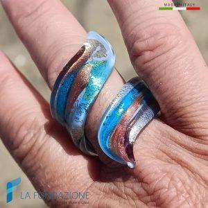 Spiral Turquoise Ribbon Ring with Aventurine | La Fondazione snc | RINGS0147