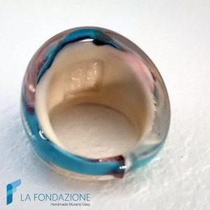 Anello a fascia Azzurro e Crema con avventurina | La Fondazione snc | RINGS0154
