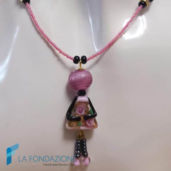 Collana Bambolina Rosa con oro | La Fondazione snc | COLL0126
